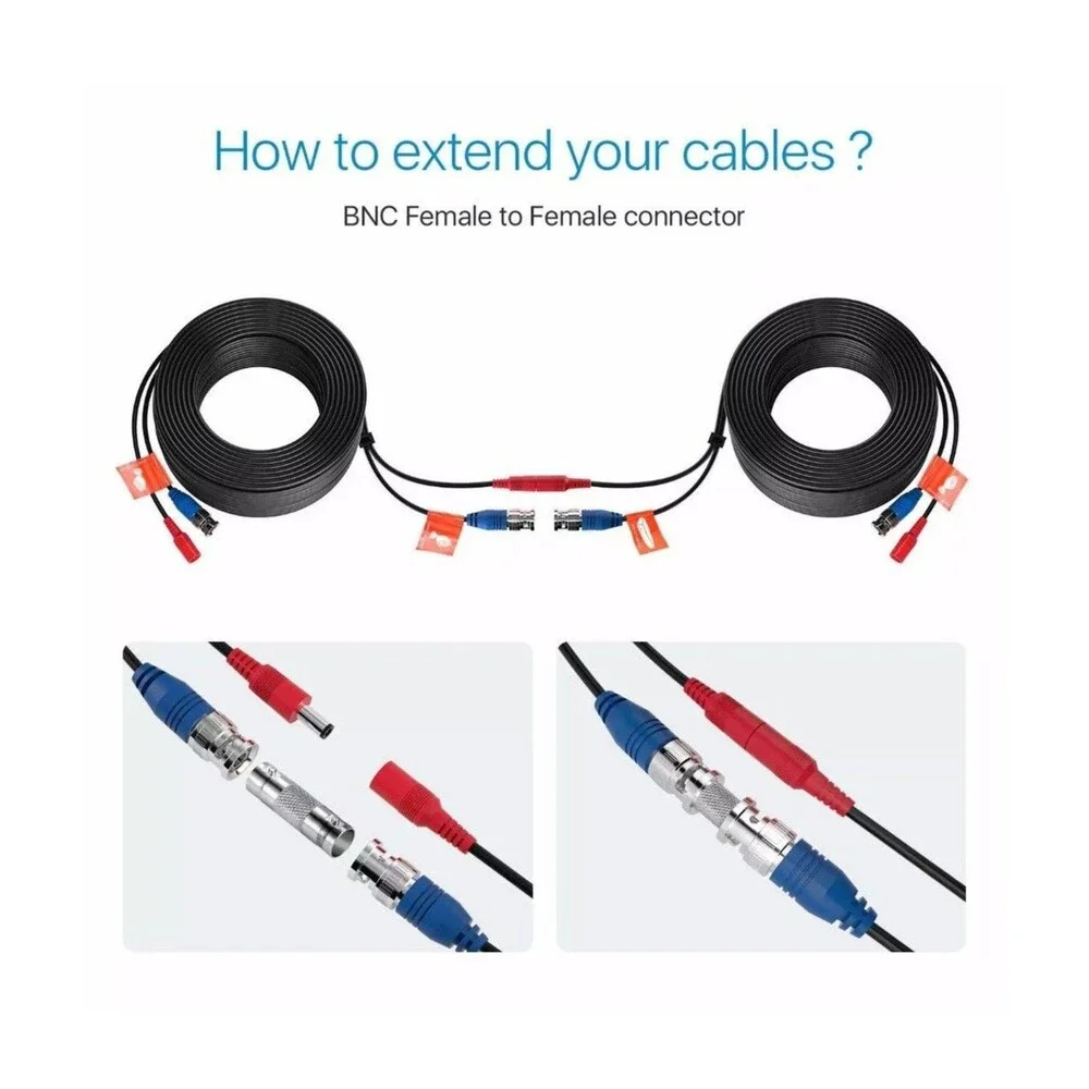 ZOSI CCTV Security Camera BNC Cable 100ft Wire Cord Video Power Cable Black